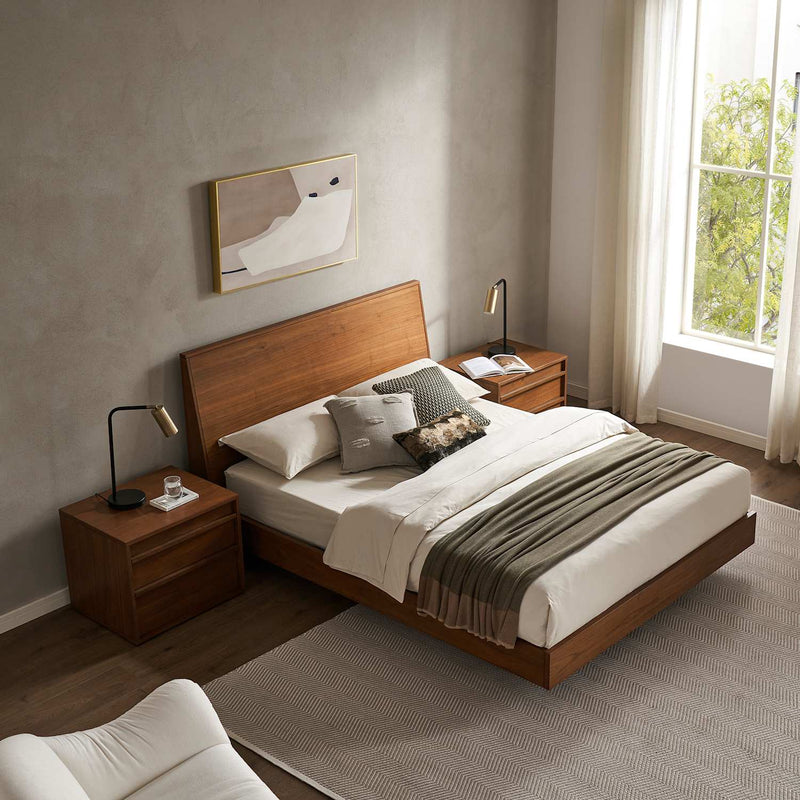 Japandi Low Walnut Bed - Joseph