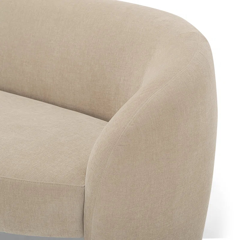 Compact Japandi Loveseat in Textured Fabric