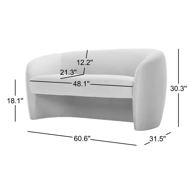 Compact Japandi Loveseat in Textured Fabric