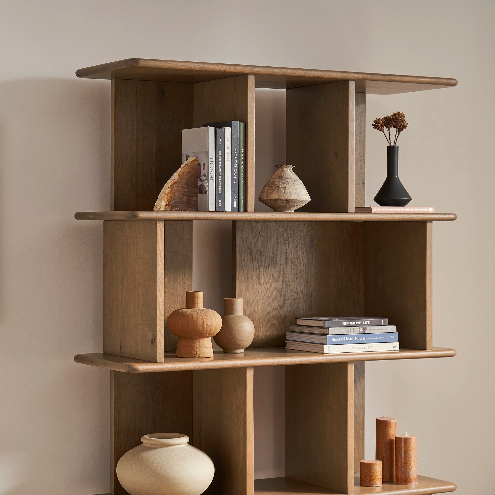 Japandi Wooden Bookshelf