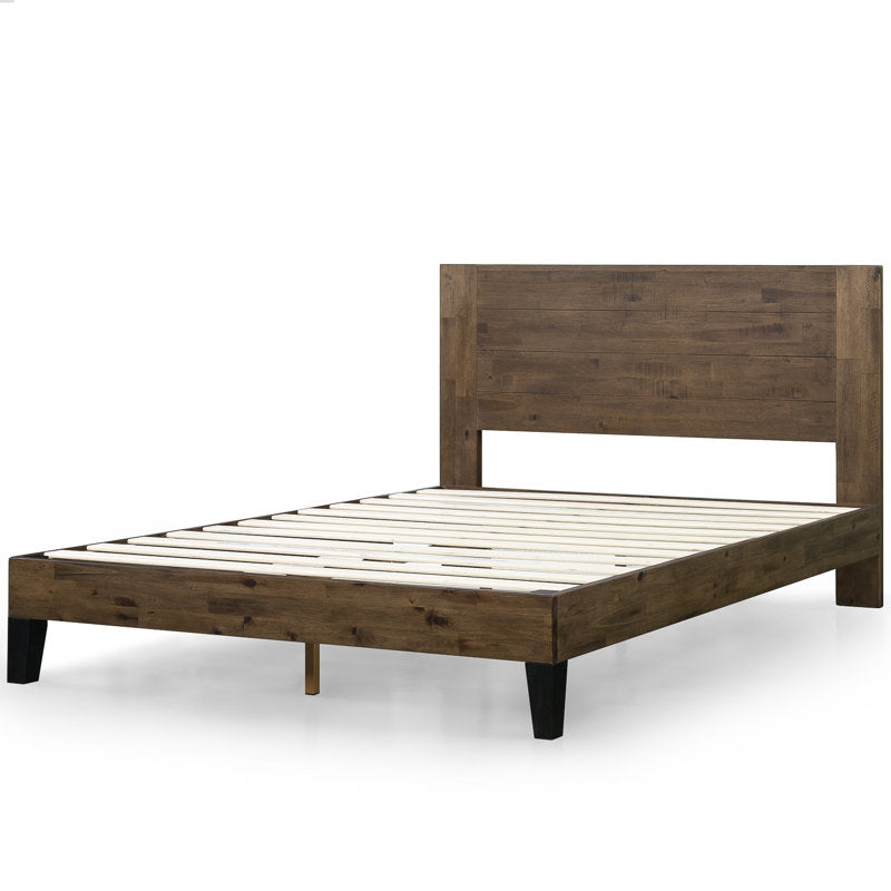 Japandi Solid Wood Platform Bed with Headboard - Kira – view 2