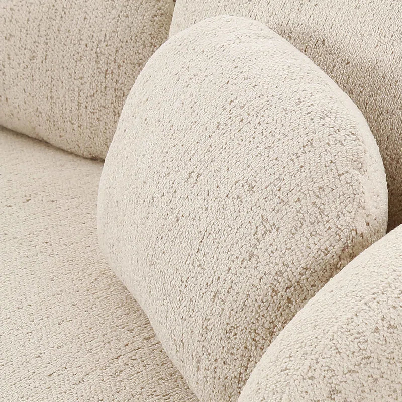 Cream Bouclé Japandi Sofa with Soft Cushions