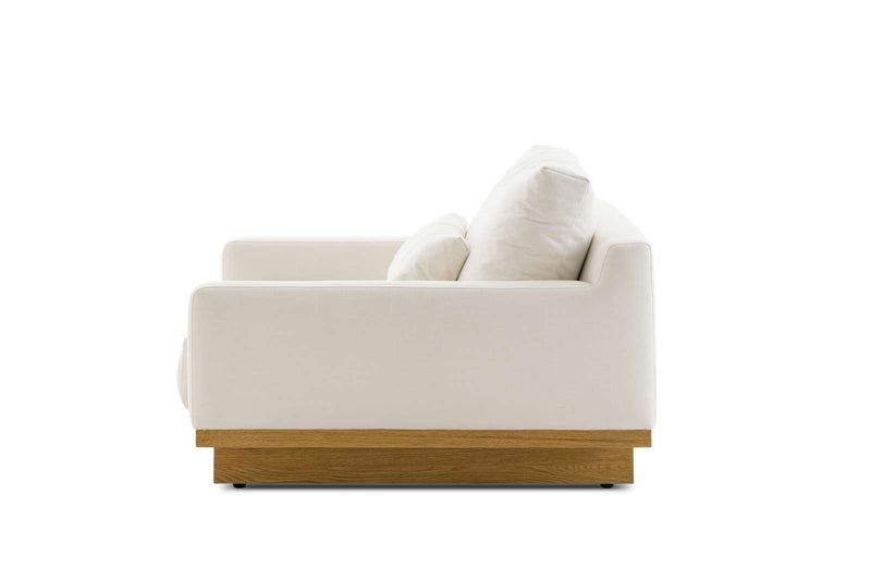 Japandi Low Armchair with Oak Base - Mori