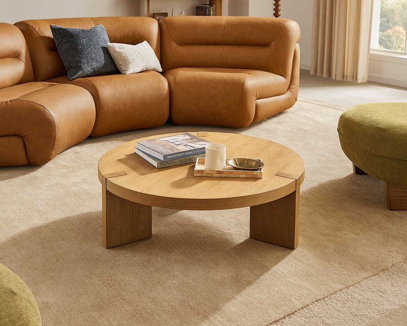 Japandi Round Oak Coffee Table - Mori