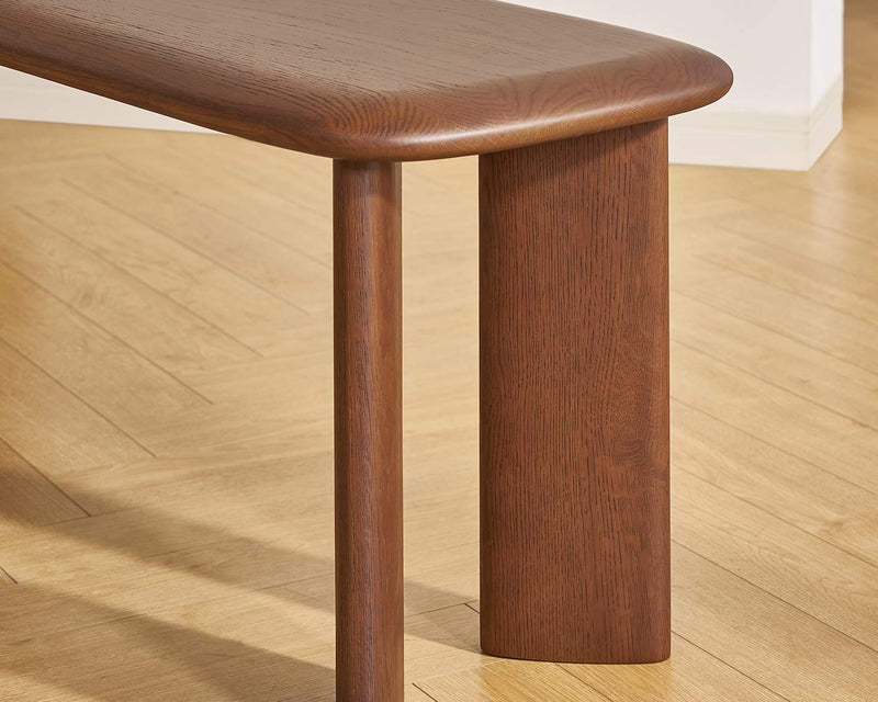 Japandi Solid Oak Bench with Rounded Edges - Nico