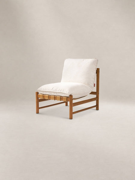 Japandi Natural Fabric Lounge Chair with Wood Frame - Nimbus