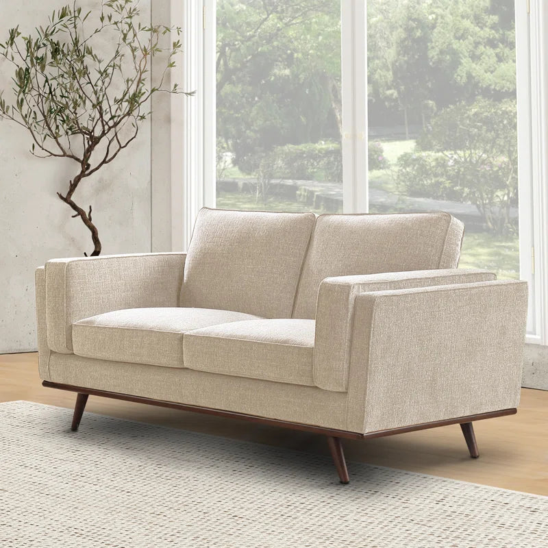 3-Piece Japandi Fabric Sofa Set with Wooden Legs