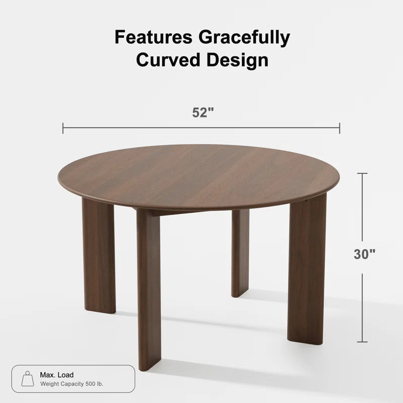 Round Wood Japandi Dining Table with Four Legs