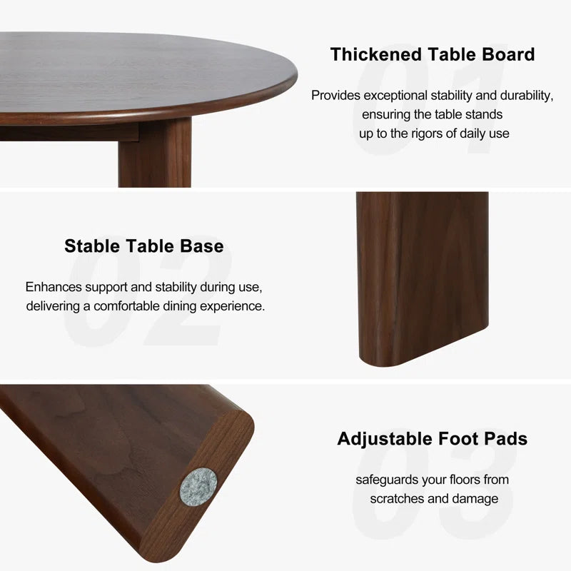 Round Wood Japandi Dining Table with Four Legs