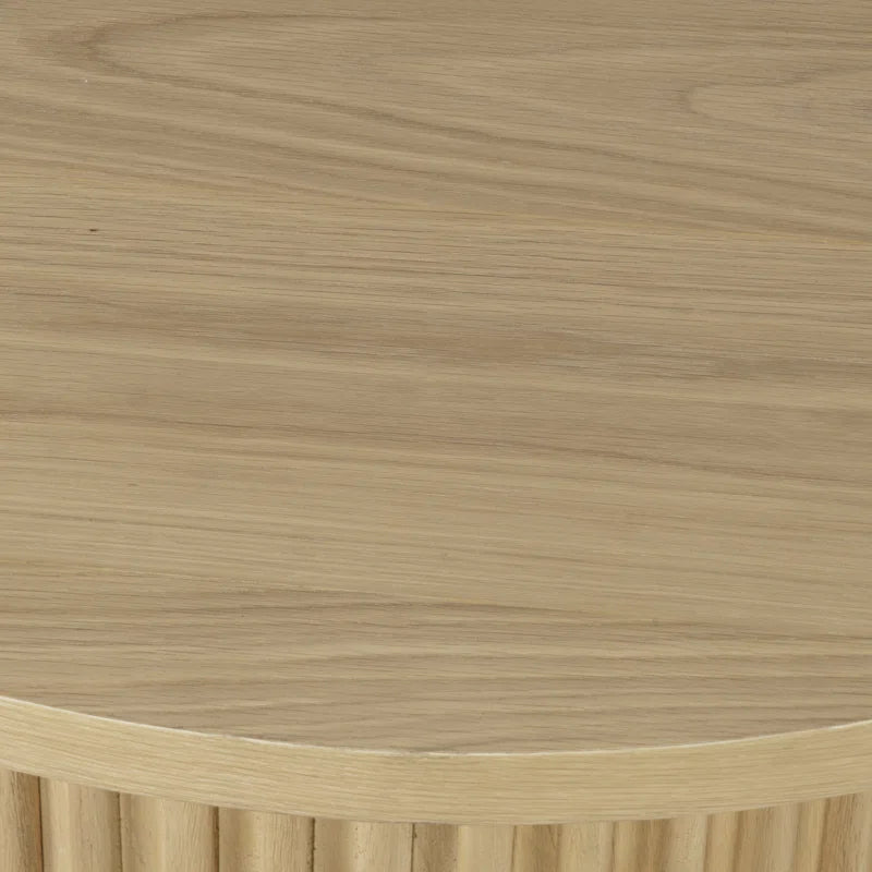 Japandi Fluted Pedestal Coffee Table - Auden