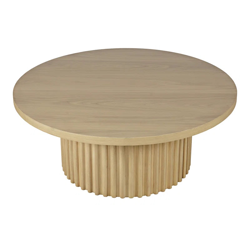 Japandi Fluted Pedestal Coffee Table - Auden