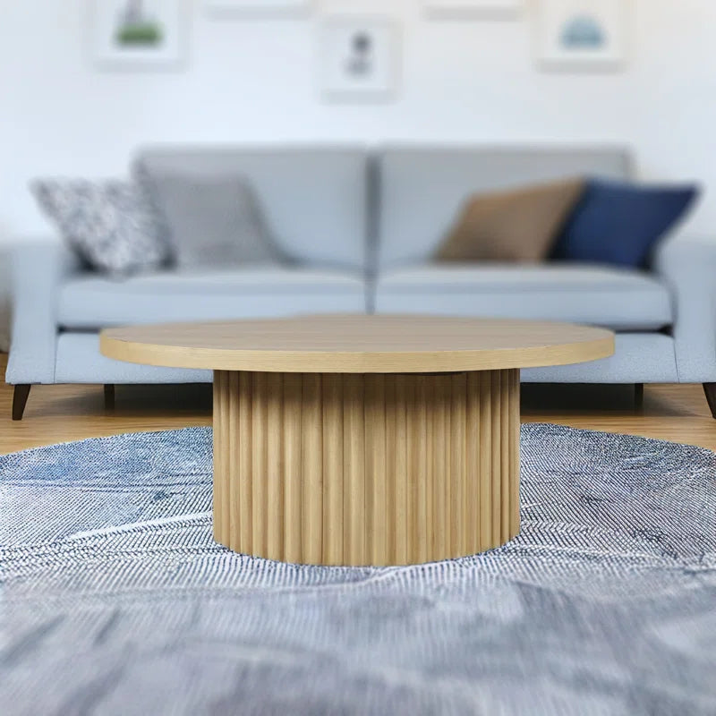 Japandi Fluted Pedestal Coffee Table - Auden