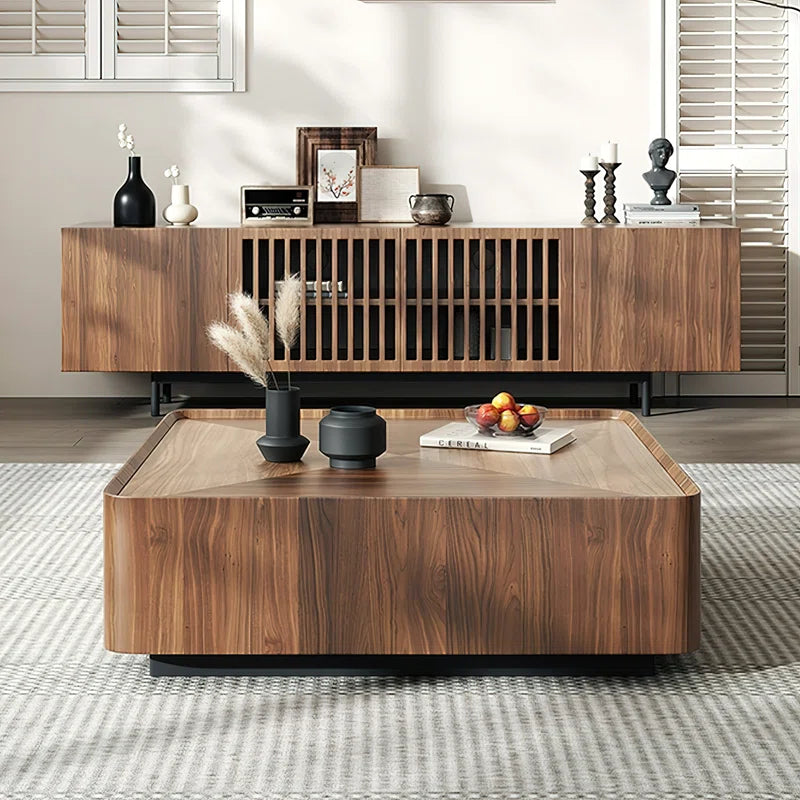 Japandi Square Walnut Coffee Table - Rubinder