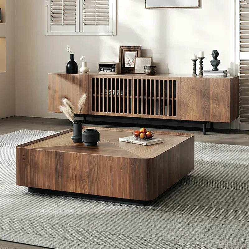 Japandi Square Walnut Coffee Table - Rubinder