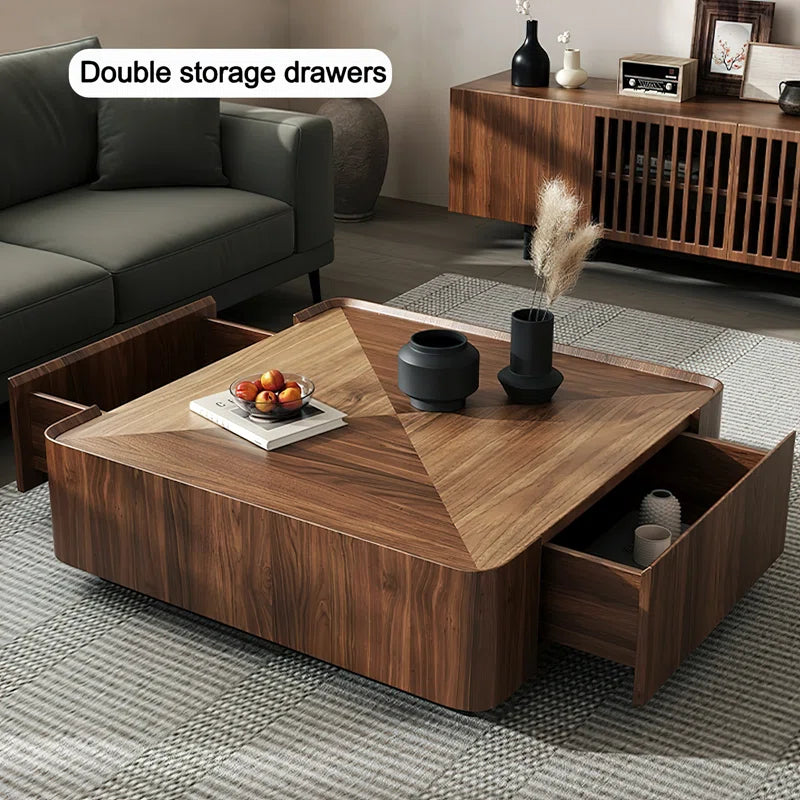 Japandi Square Walnut Coffee Table - Rubinder