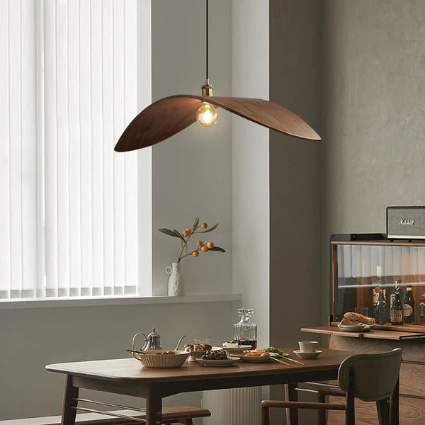 Japandi Curved Wood Pendant Light