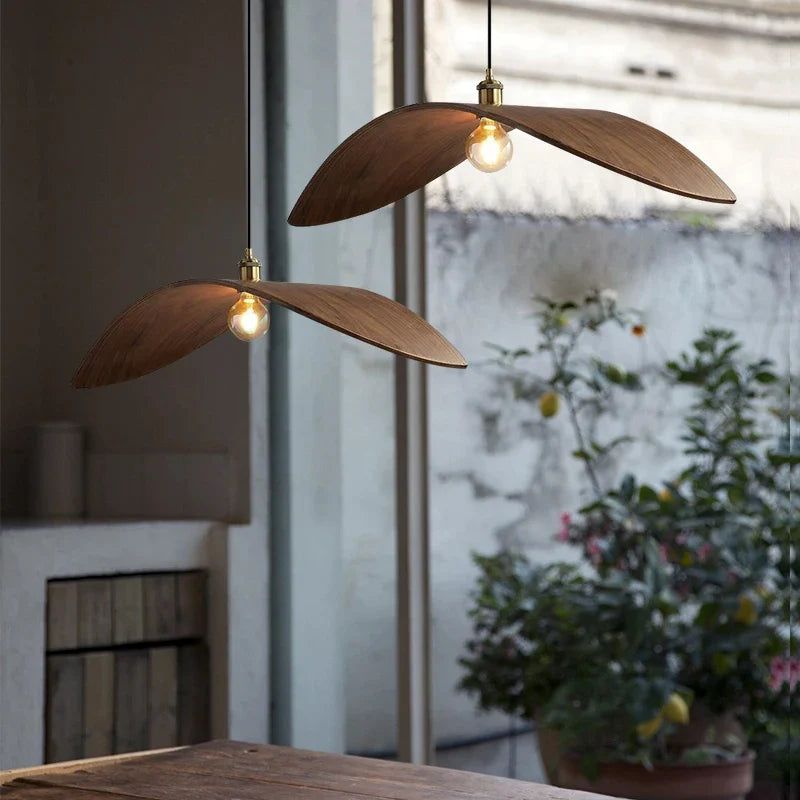 Japandi Curved Wood Pendant Light