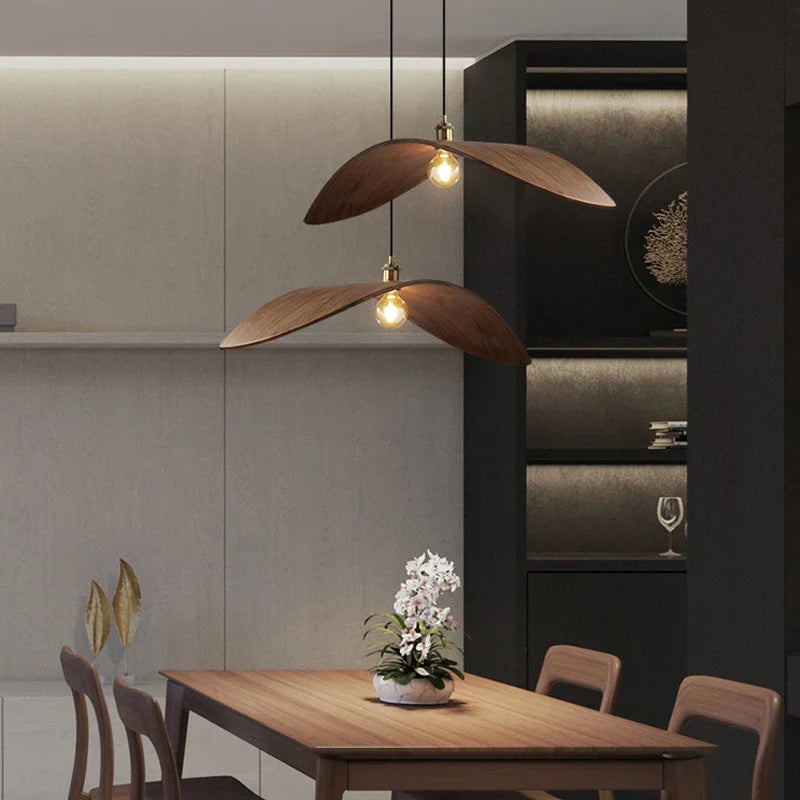 Japandi Curved Wood Pendant Light