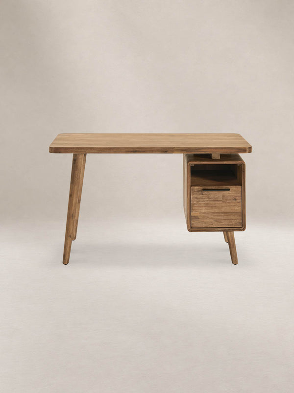 Japandi Acacia Wood Desk with Drawers - Seb