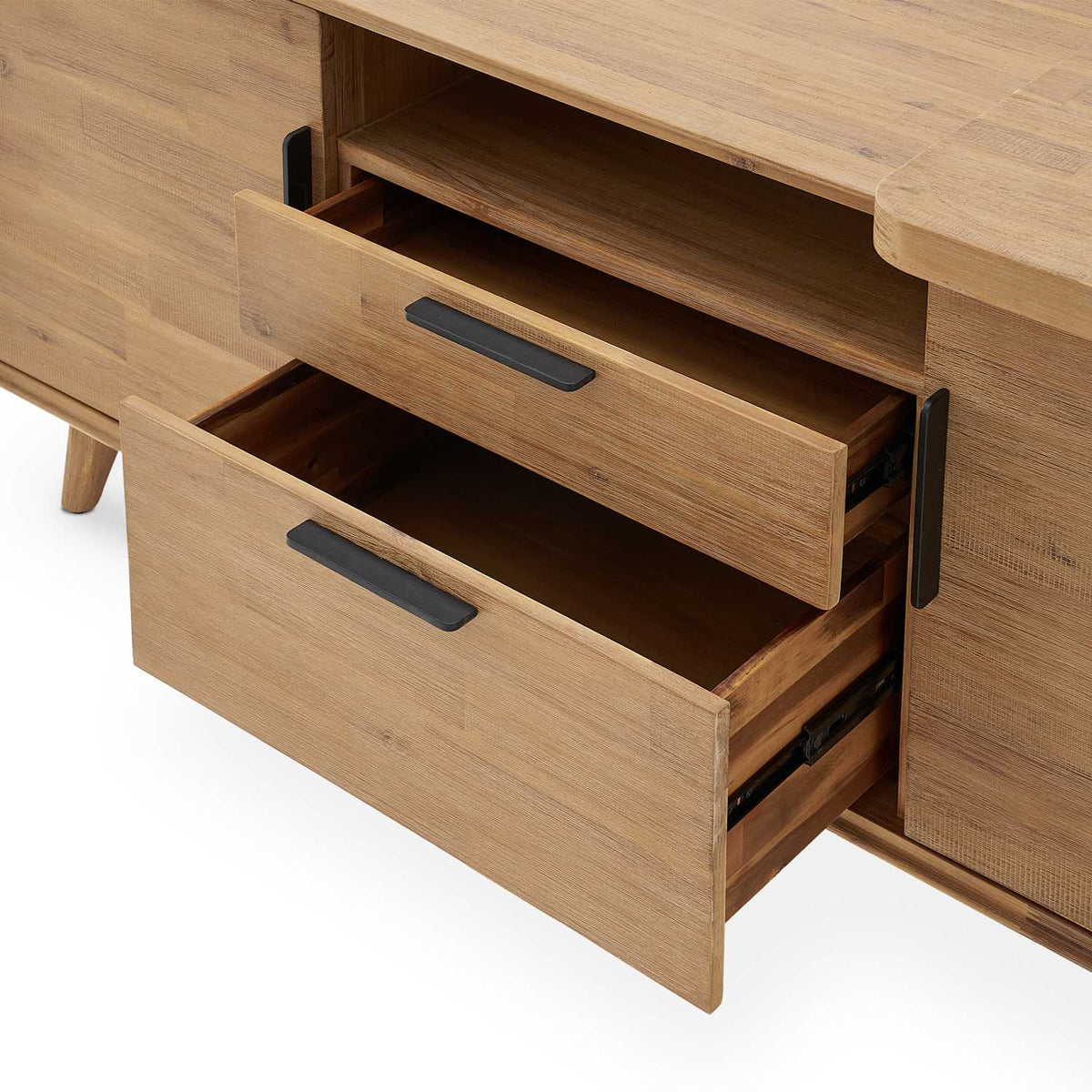 Seb L-shaped desk storage detail