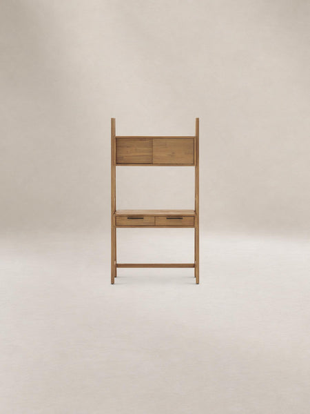 Japandi Acacia Wall Desk with Shelf - Seb