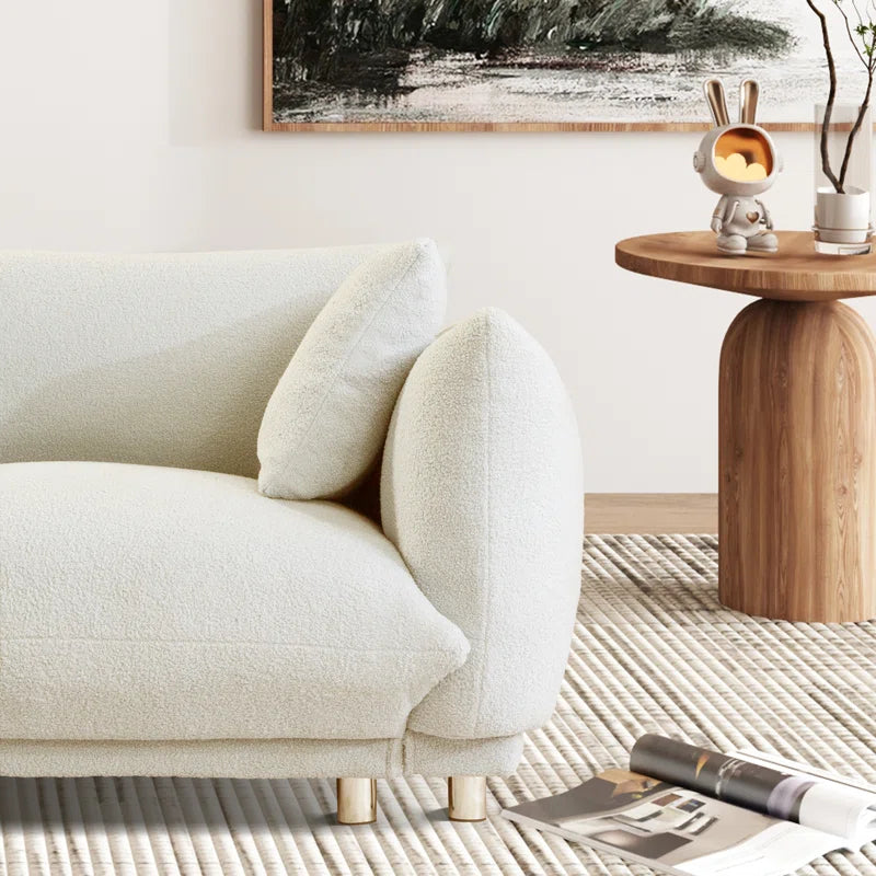 Neutral Upholstered Japandi Sofa with Slim Arms
