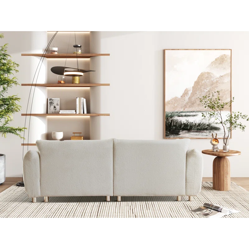 Neutral Upholstered Japandi Sofa with Slim Arms