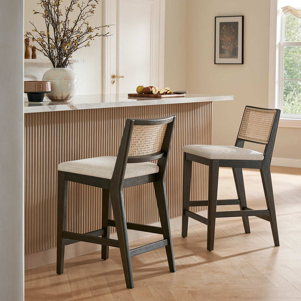 Japandi Cane Counter Stool - Sloane (Set of 2)