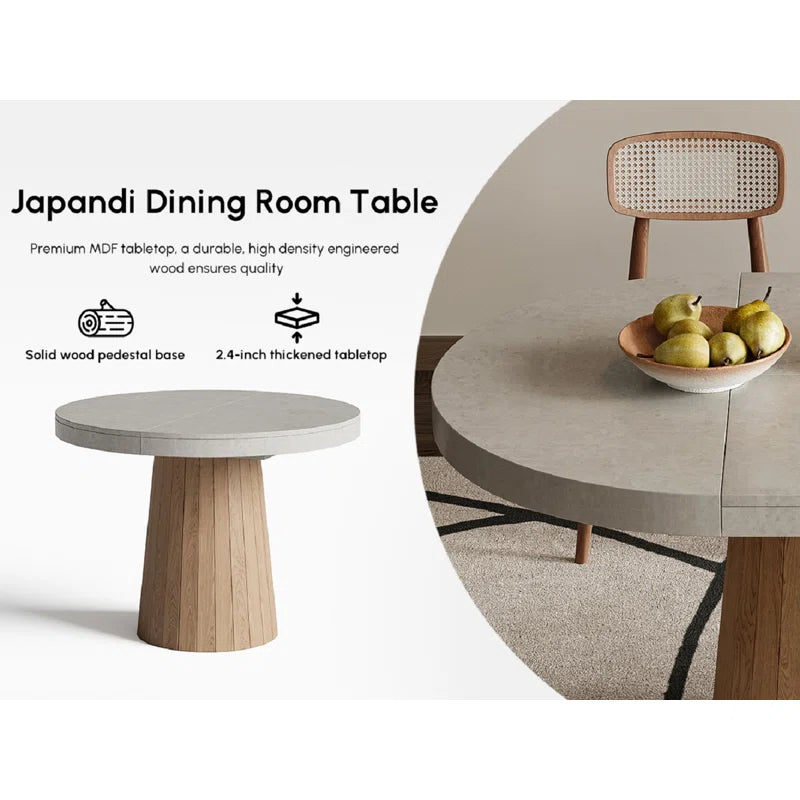 Whitewash Oval Extendable Japandi Dining Table – Seats 4-6