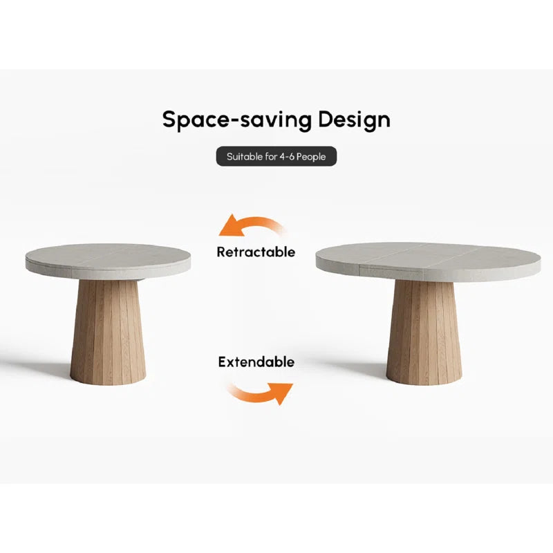 Whitewash Oval Extendable Japandi Dining Table – Seats 4-6