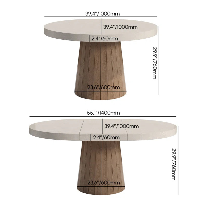 Whitewash Oval Extendable Japandi Dining Table – Seats 4-6