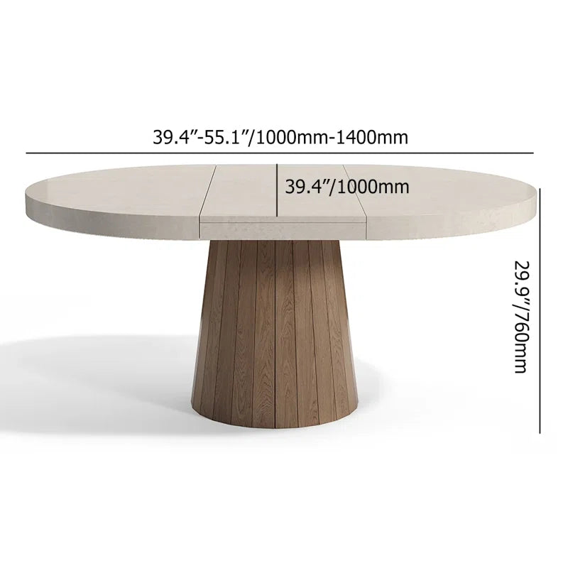 Whitewash Oval Extendable Japandi Dining Table – Seats 4-6