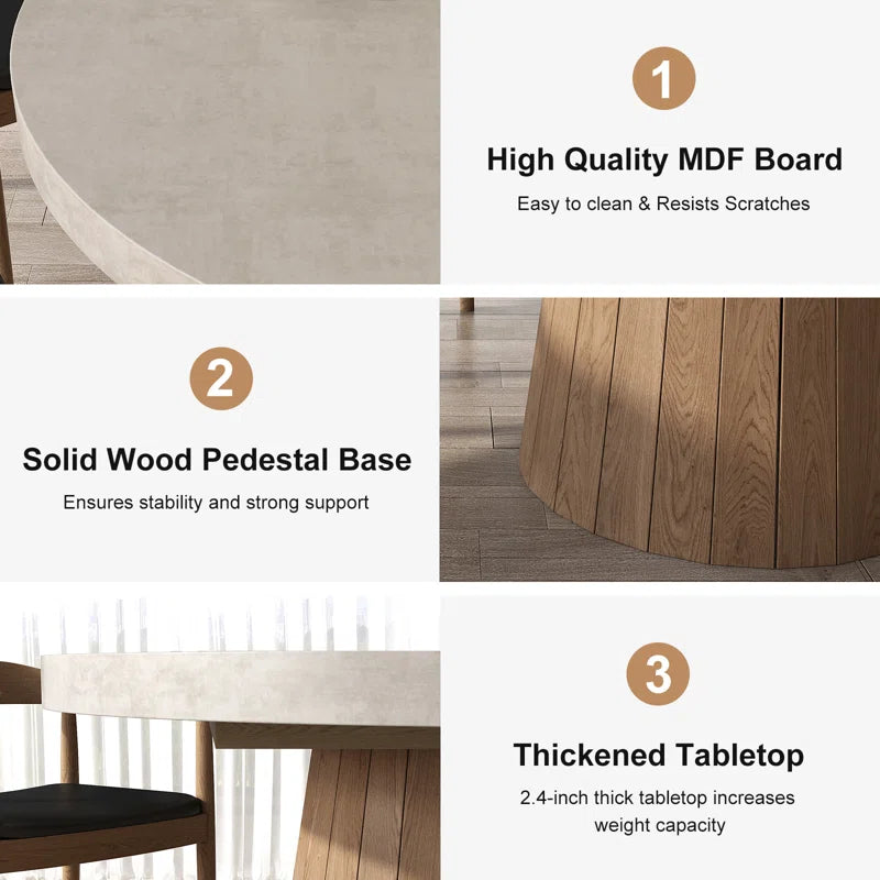 Whitewash Oval Extendable Japandi Dining Table – Seats 4-6