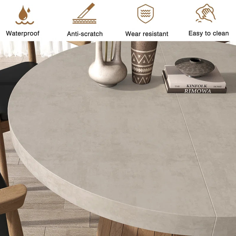 Whitewash Oval Extendable Japandi Dining Table – Seats 4-6