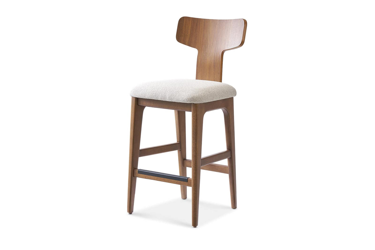 Japandi Walnut T-Back Counter Stool - Tavi