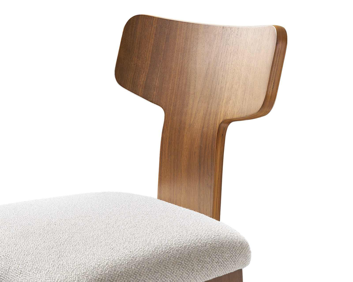 Japandi Walnut T-Back Counter Stool - Tavi – detail