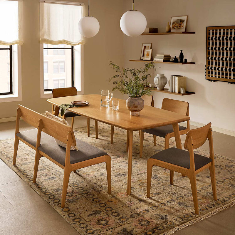 Japandi Oak Bench with Backrest - Vincent