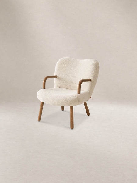 Japandi Sand Armchair with Wooden Arms - Winora