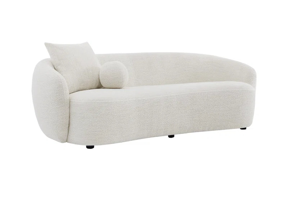 White Japandi Bouclé Sofa