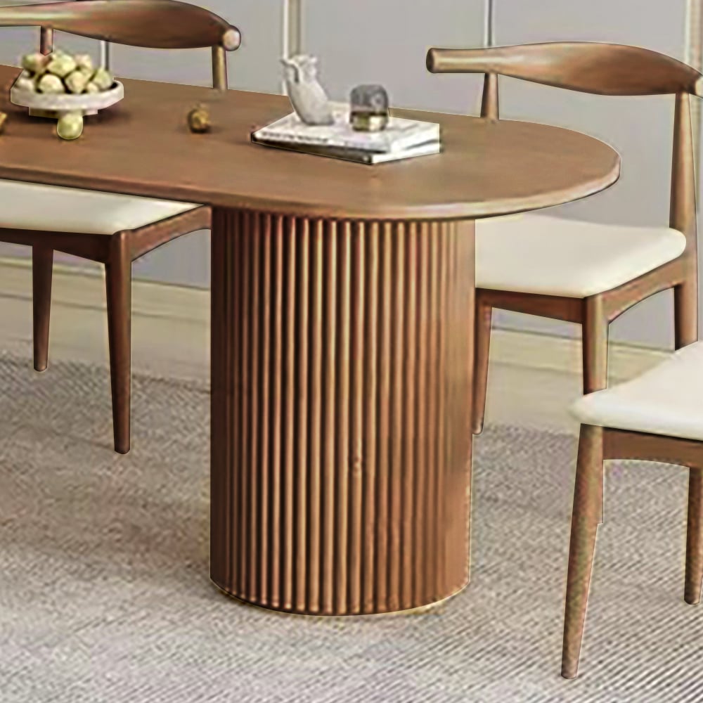 Japandi Oval Wood Table for 6