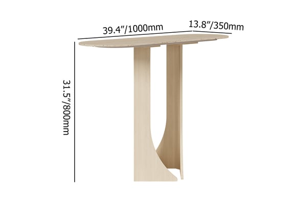 Japandi Oval Travertine Console Table