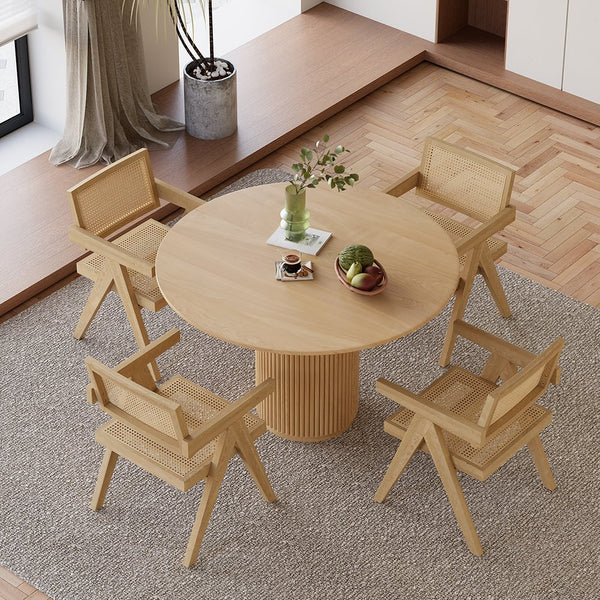 Japandi Small Round Wood Table