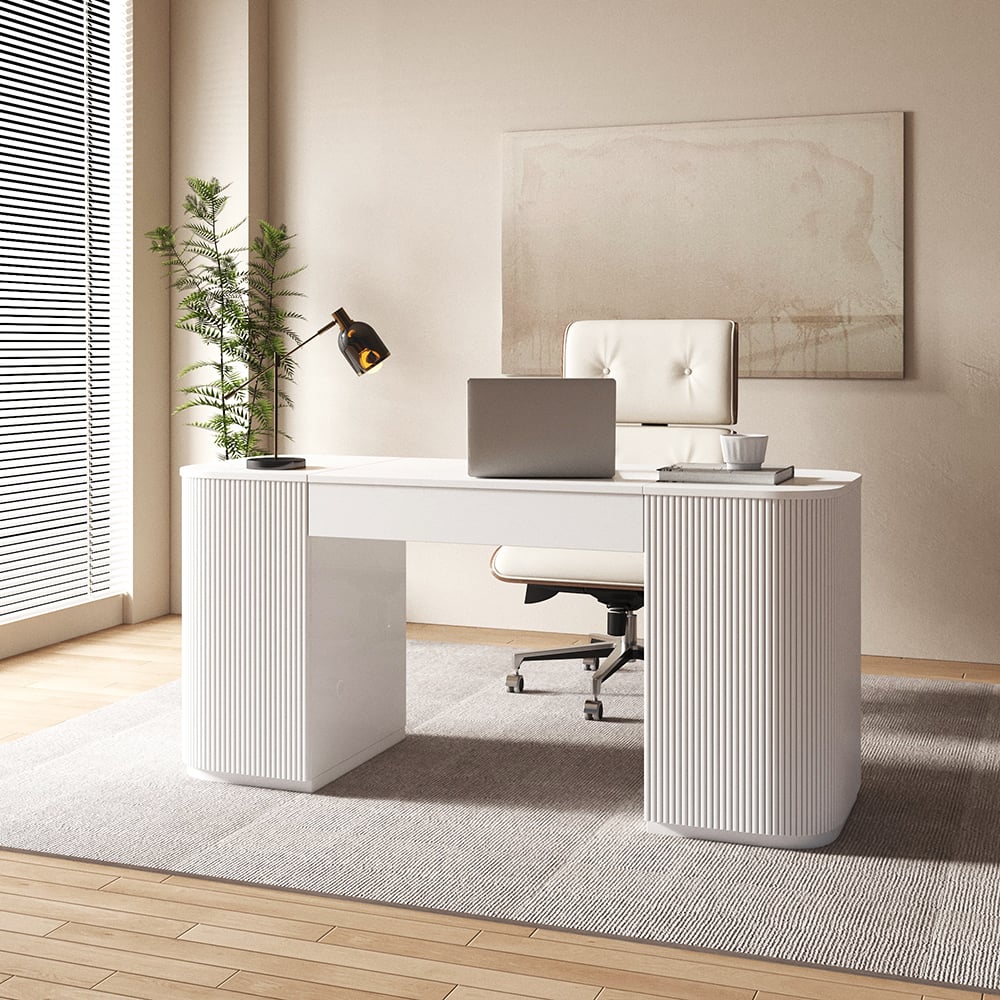 Japandi White Desk