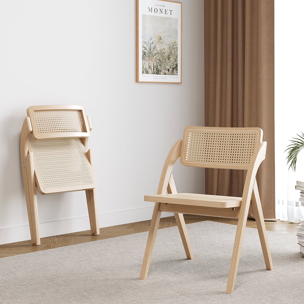 Japandi Rattan Folding Chair (x2)