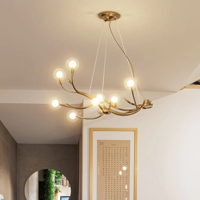 Japandi Organic Brass Chandelier – Arvore
