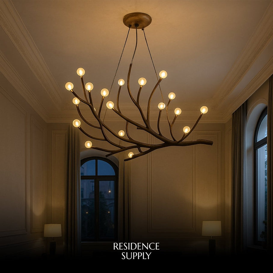 Japandi Organic Brass Chandelier – Arvore