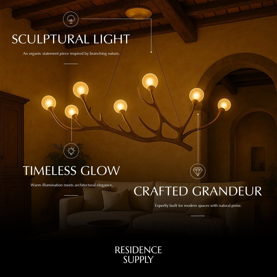 Japandi Organic Brass Chandelier – Arvore