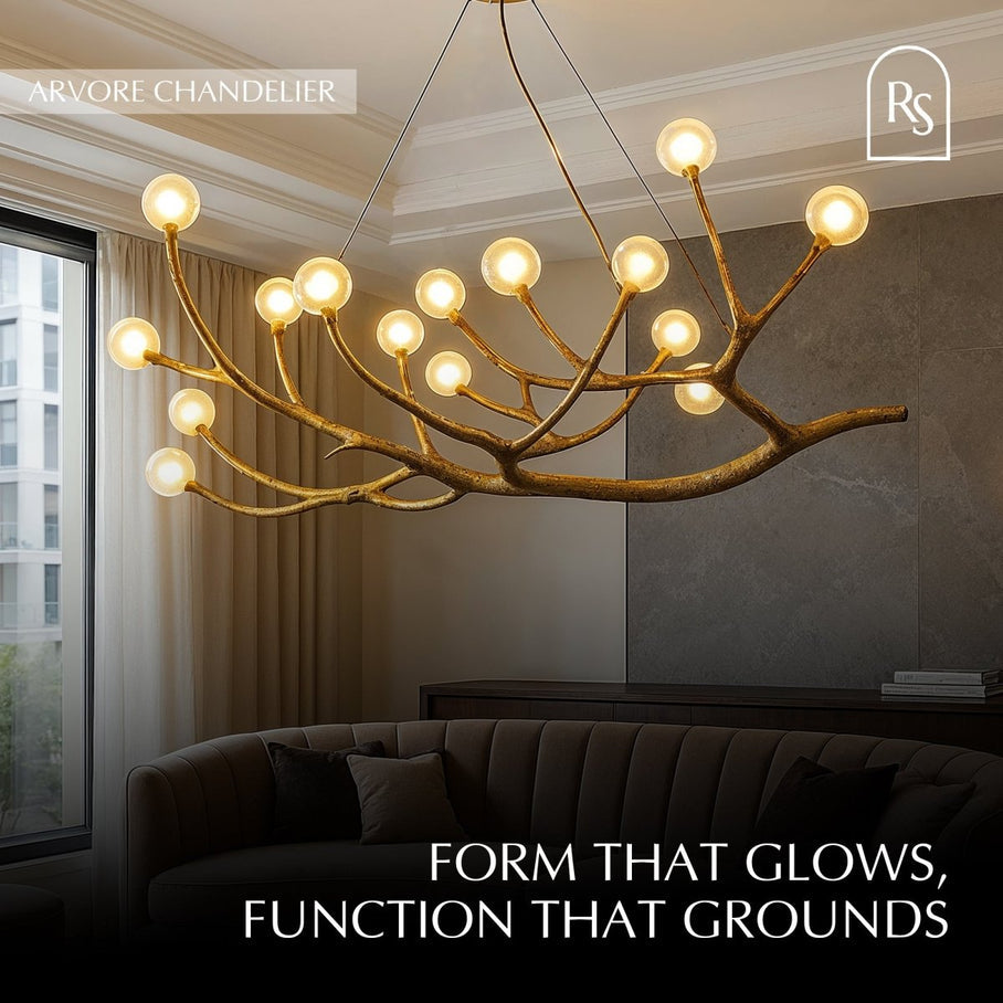 Japandi Organic Brass Chandelier – Arvore