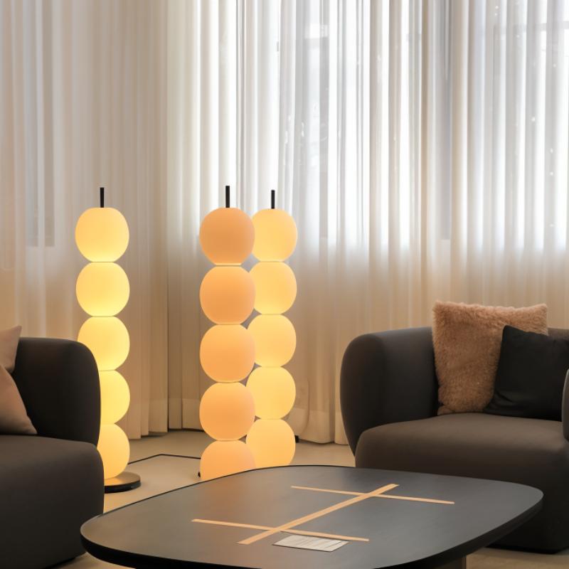 Japandi Textured Beaded Wood Floor Lamp – Beaded