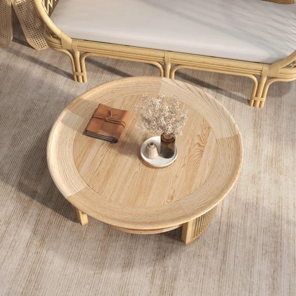 Japandi Round Wood Coffee Table